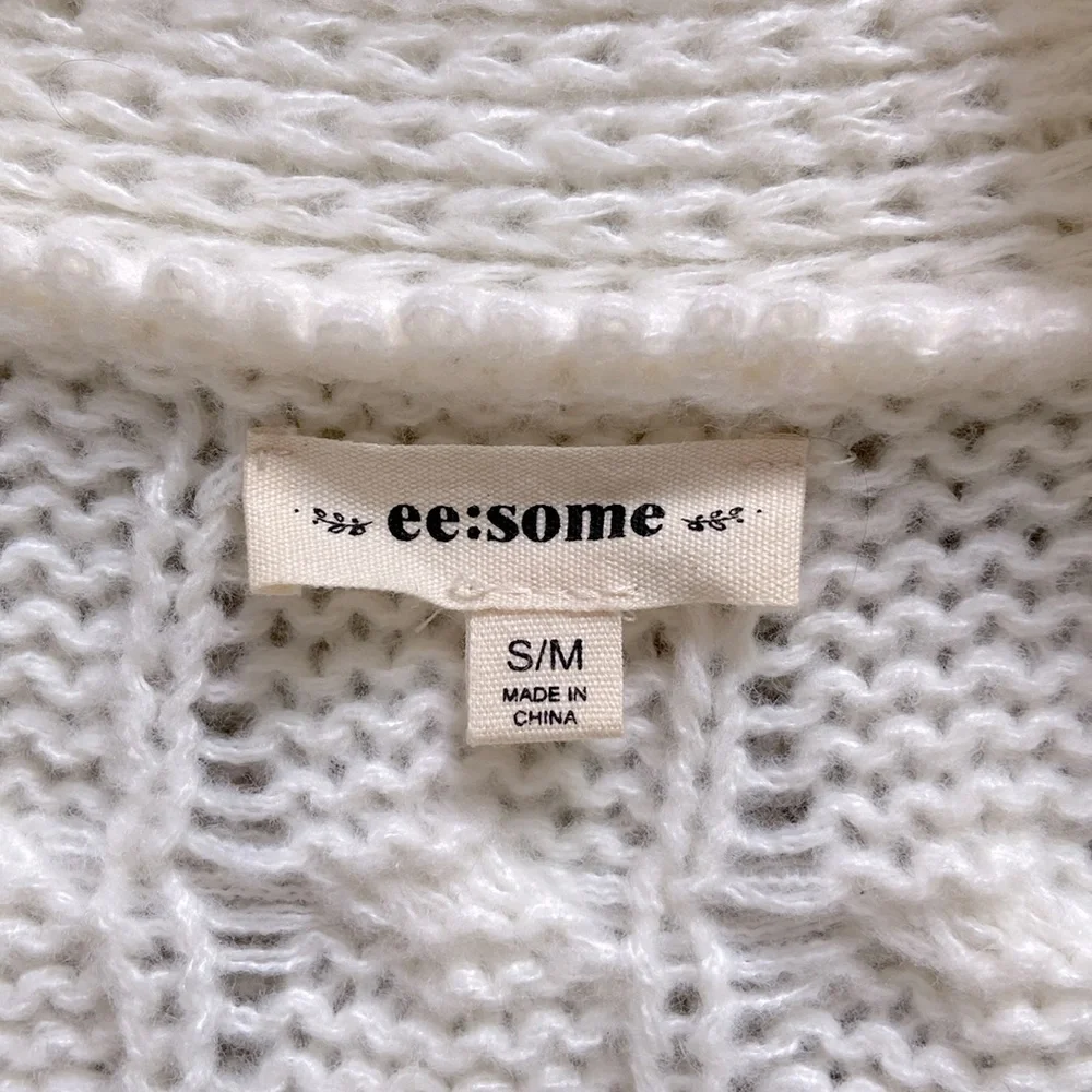 eesome • Ivory Chunky Knit Embellished Cardigan